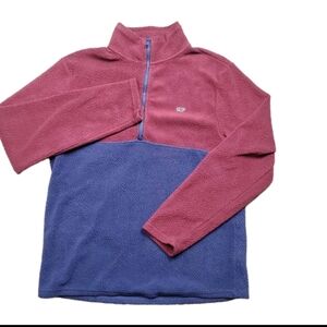 Vineyard Vines 1/2 Zip Fleece Pullover Sweatshirt Mens M Blue Burgundy Ls